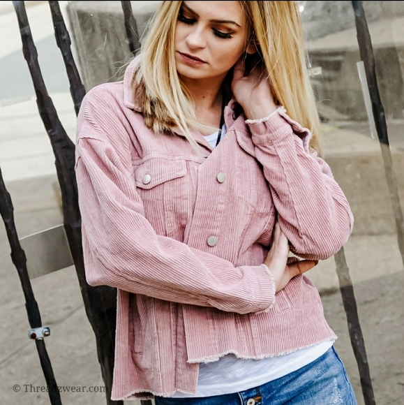 RELISTED Oversized pink button up corduroy jacket - Picture 4 of 7